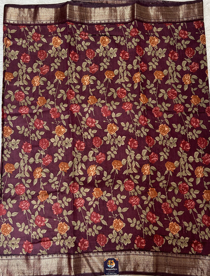 Banarasi Soft Silk Saree Magenta Colored Complemented with a Zari Border. - Sampradaya Designer Studio