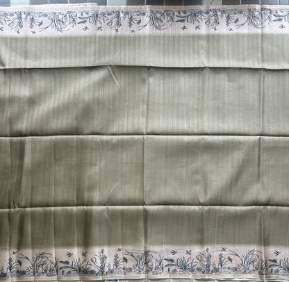 Semi Tussar Silk Saree -olive green color with Gold Zari Border - Elegant Fancy Saree for Party & Office Wear.