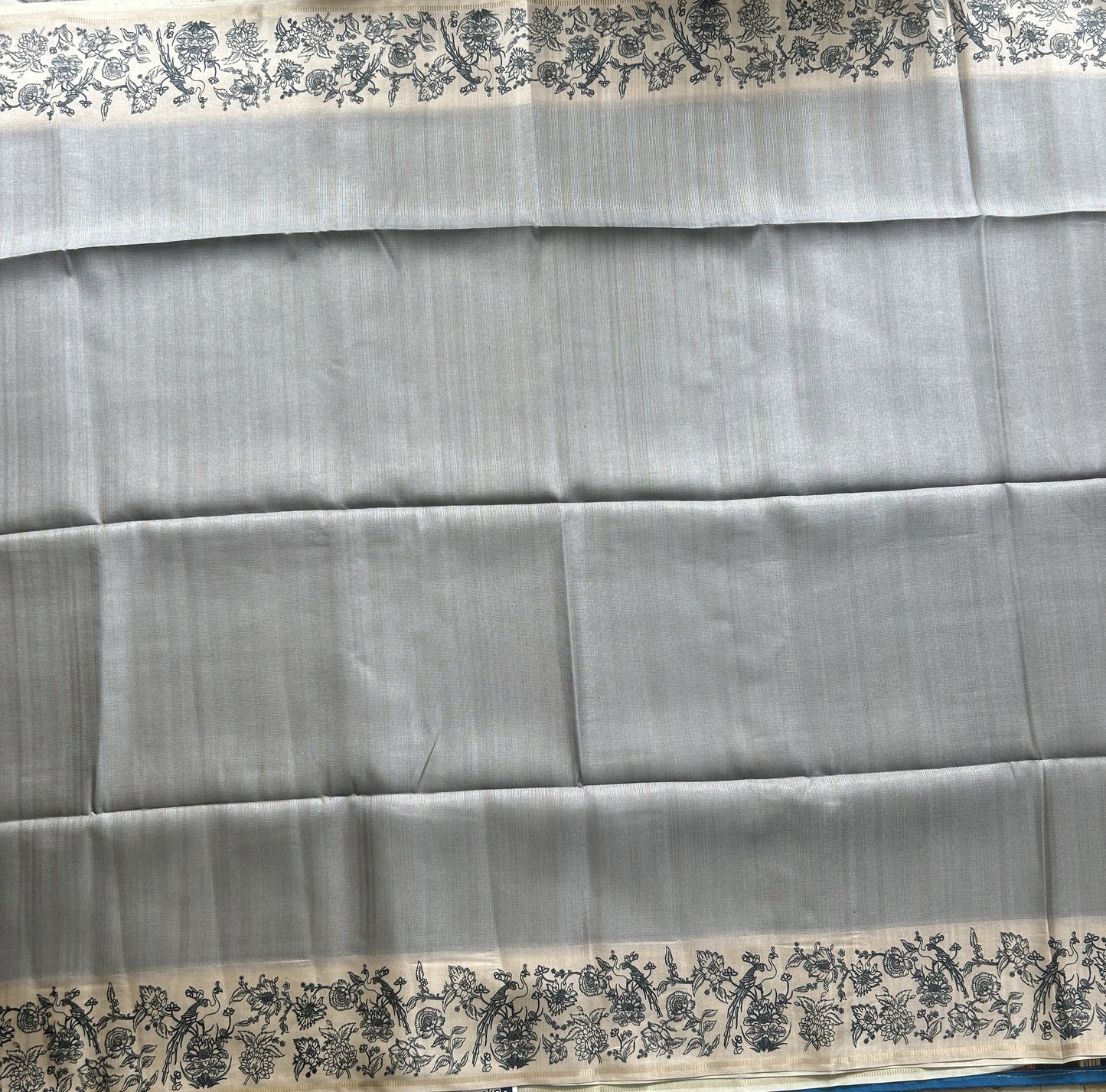 Semi Tussar Silk Saree -Gray color with Gold Zari Border - Elegant Fancy Saree for Party & Office Wear.