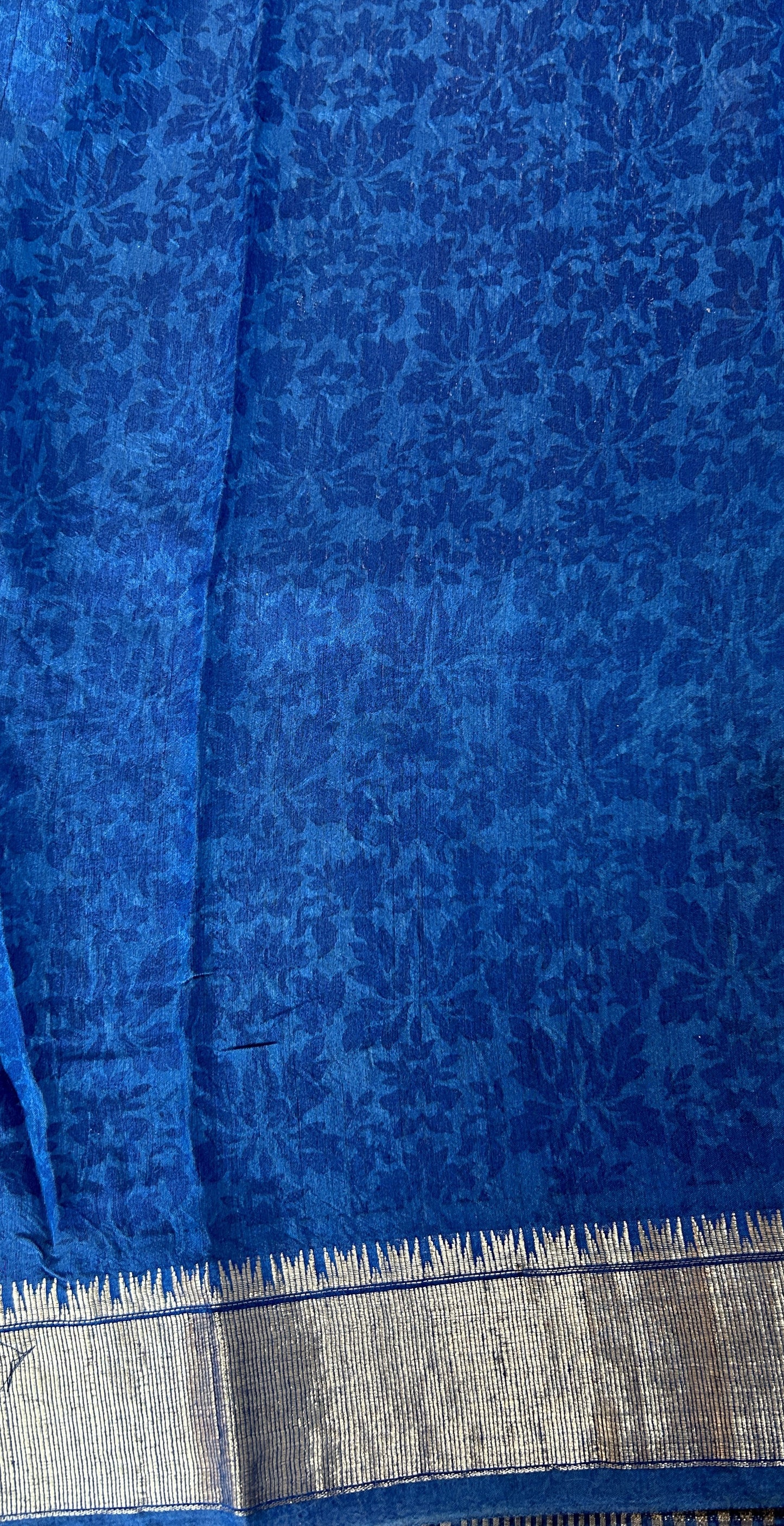 Banarasi Soft Silk Saree Blue Colored Complemented with a Zari Border. - Sampradaya Designer Studio