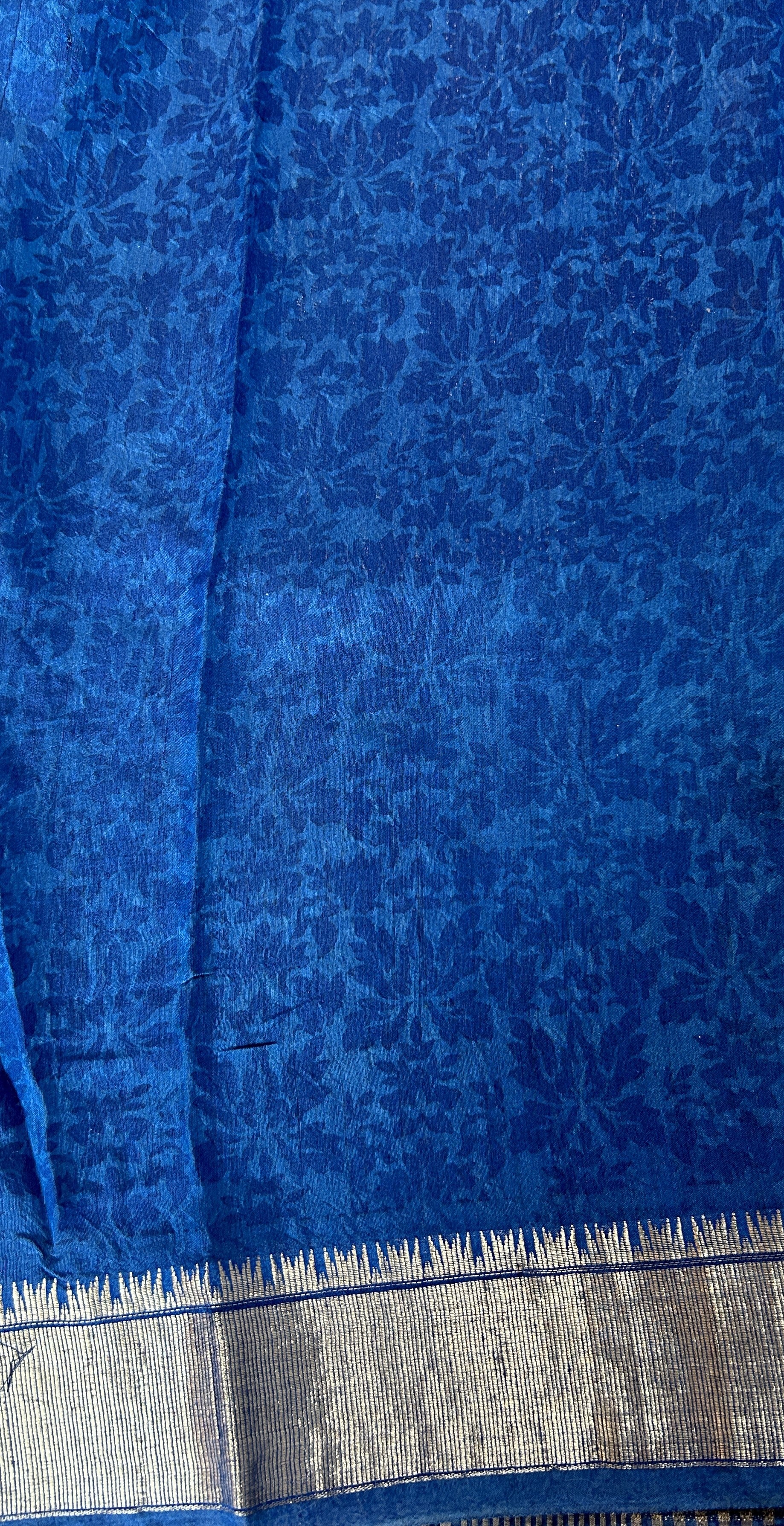 Banarasi Soft Silk Saree Blue Colored Complemented with a Zari Border. - Sampradaya Designer Studio