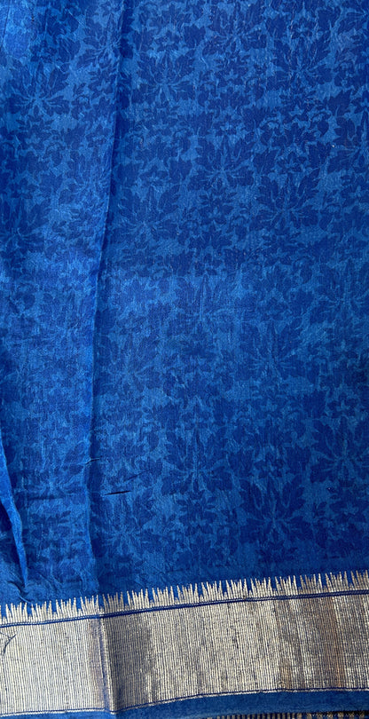 Banarasi Soft Silk Saree Blue Colored Complemented with a Zari Border. - Sampradaya Designer Studio