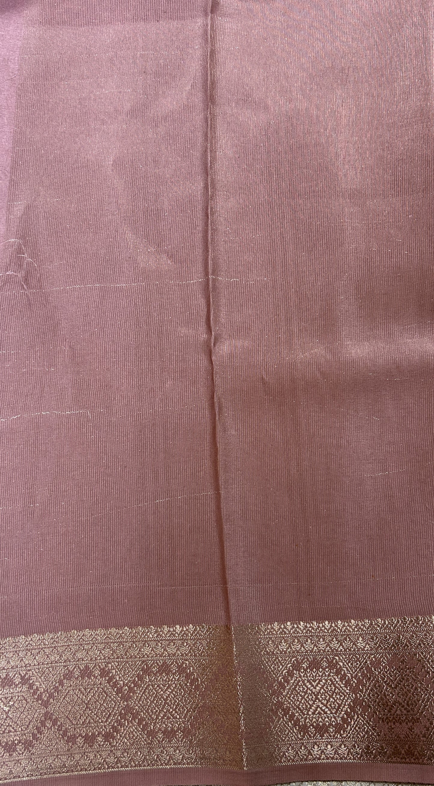 Banarasi Soft Silk Saree Peach Colored Complemented with a Zari Border. - Sampradaya Designer Studio