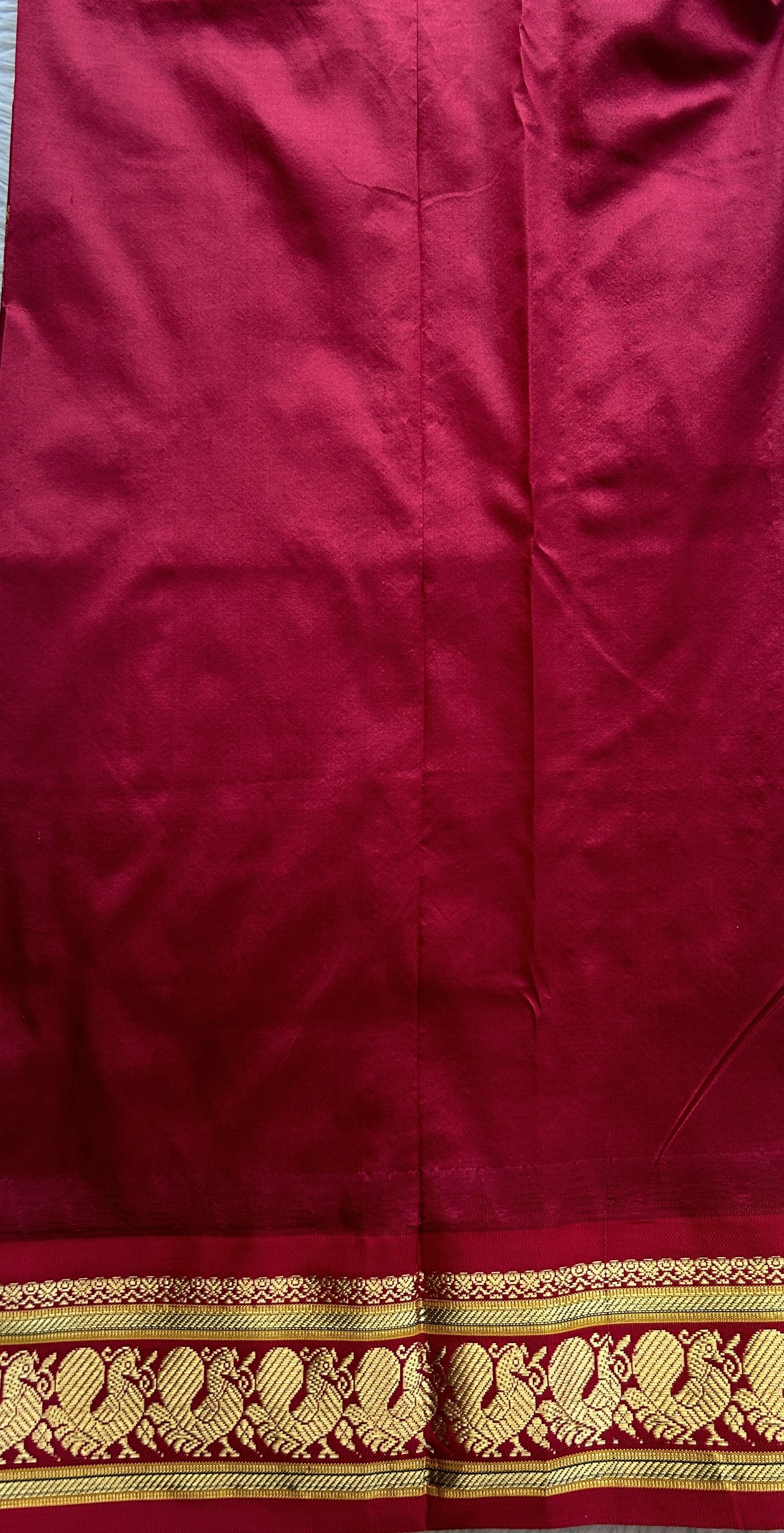 Narayanpet Silk Saree Royal Blue Colored Complemented with a Maroon Zari Border. - Sampradaya Designer Studio