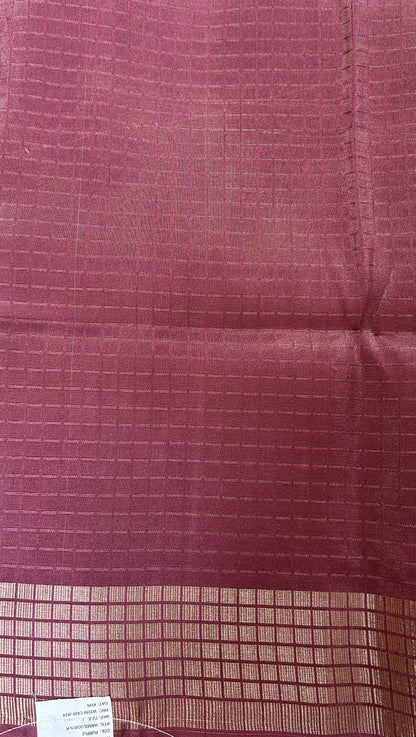 Semi Tussar Tissue Designer Saree Magenta colored complemented with a Zari Border. - Sampradaya Designer Studio