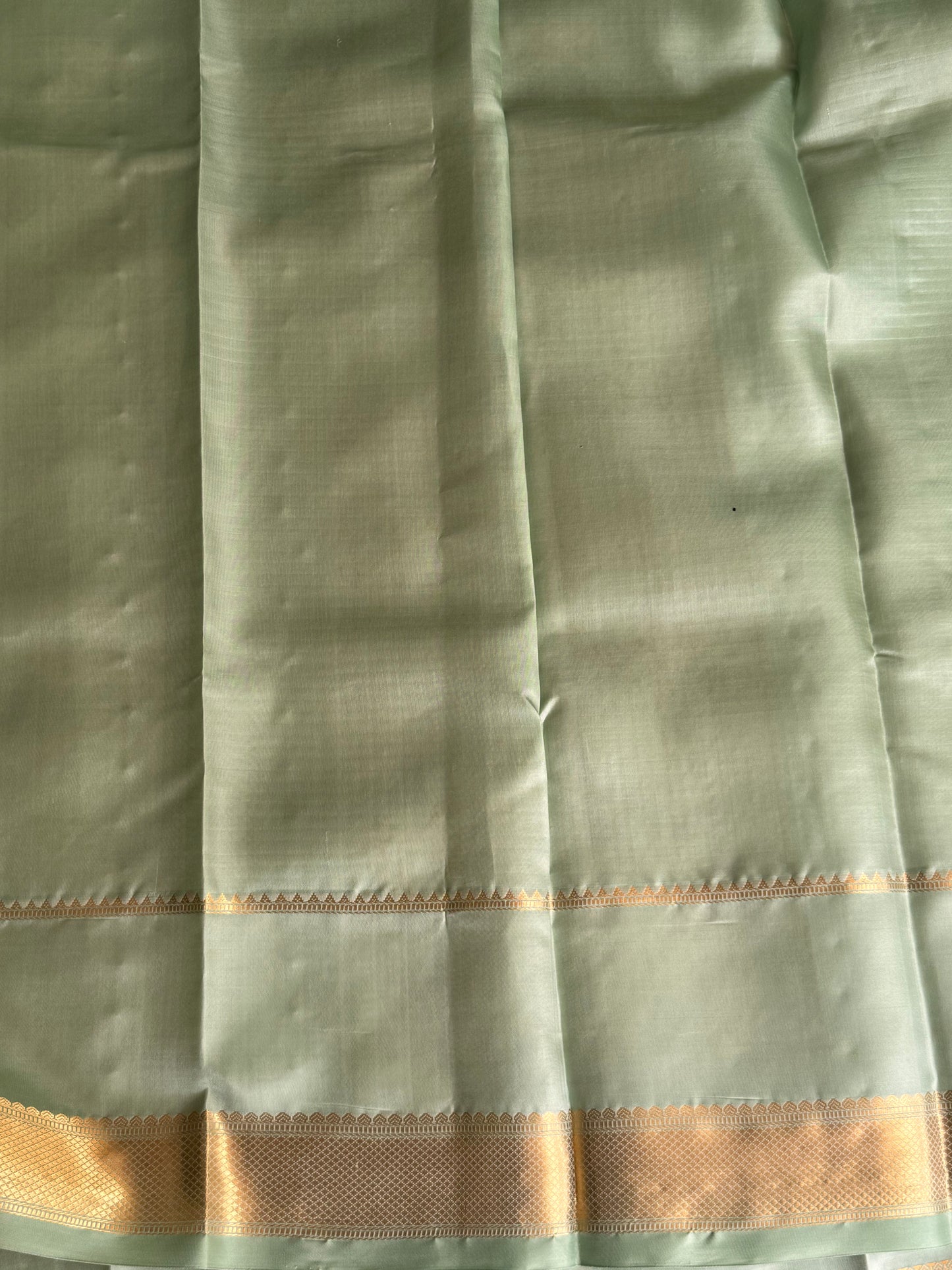 Pure Kanjivaram Silk Saree | Sea Green With Gold Zari Border | Handloom | Silk Mark Certified