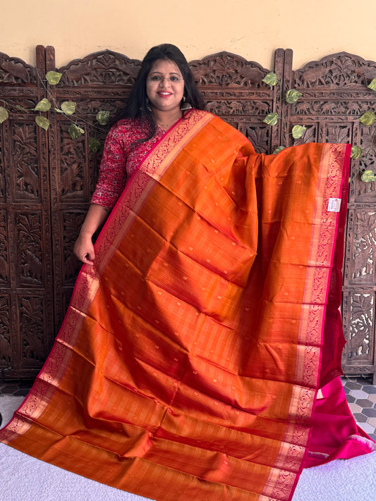 Pure Kanjivaram Silk Saree | Yellow With Gold Zari Border | Handloom | Silk Mark Certified