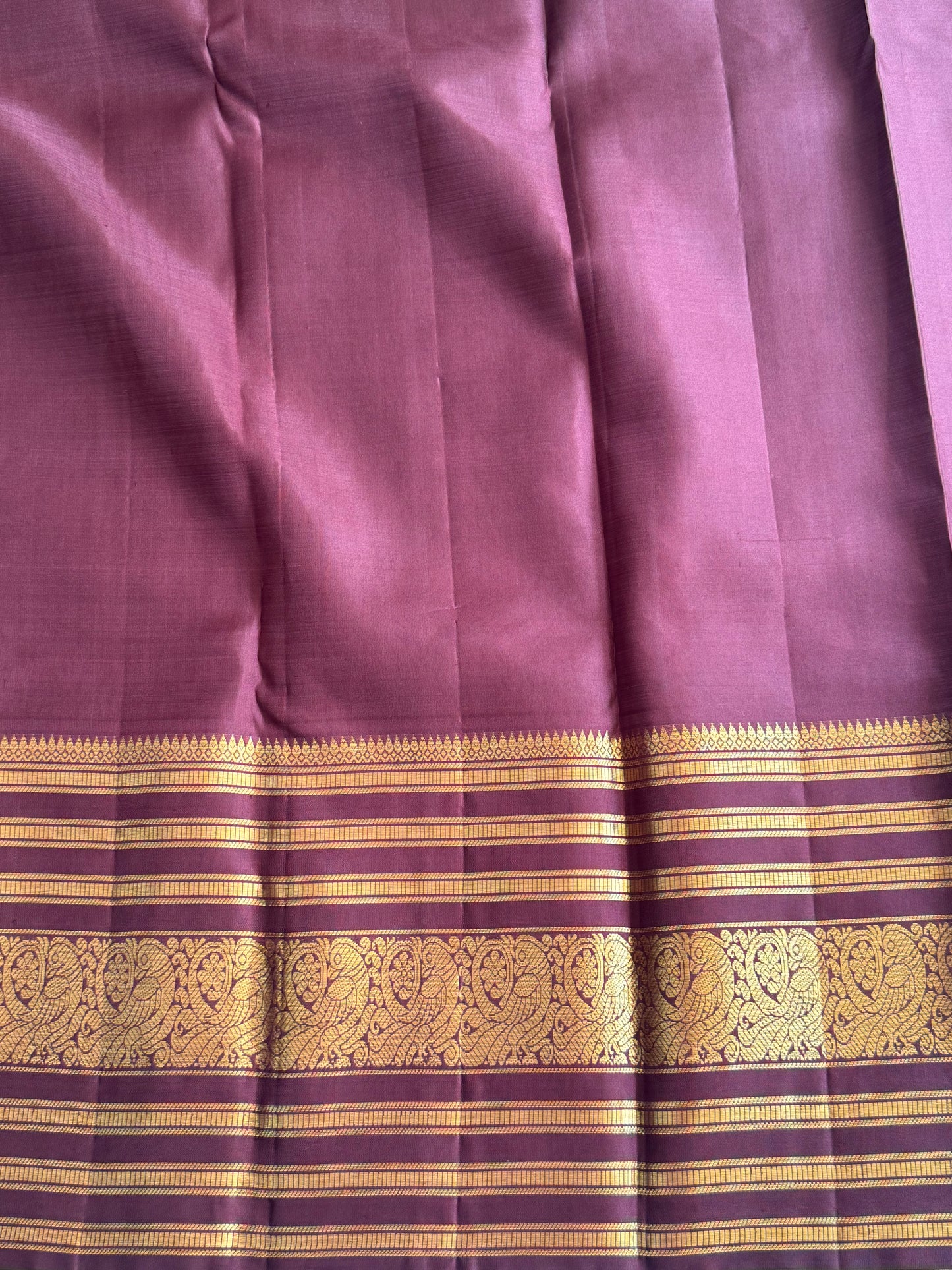 Brown Kanjivaram Silk Saree | Weaving Border With Peacock & Horse Butta| Handloom | Silk Mark Certified