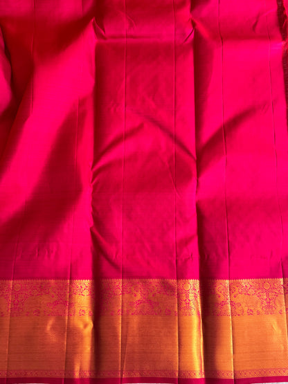 Pink Kanjivaram Silk Saree | Weaving Border With Floral Butta | Handloom | Silk Mark Certified