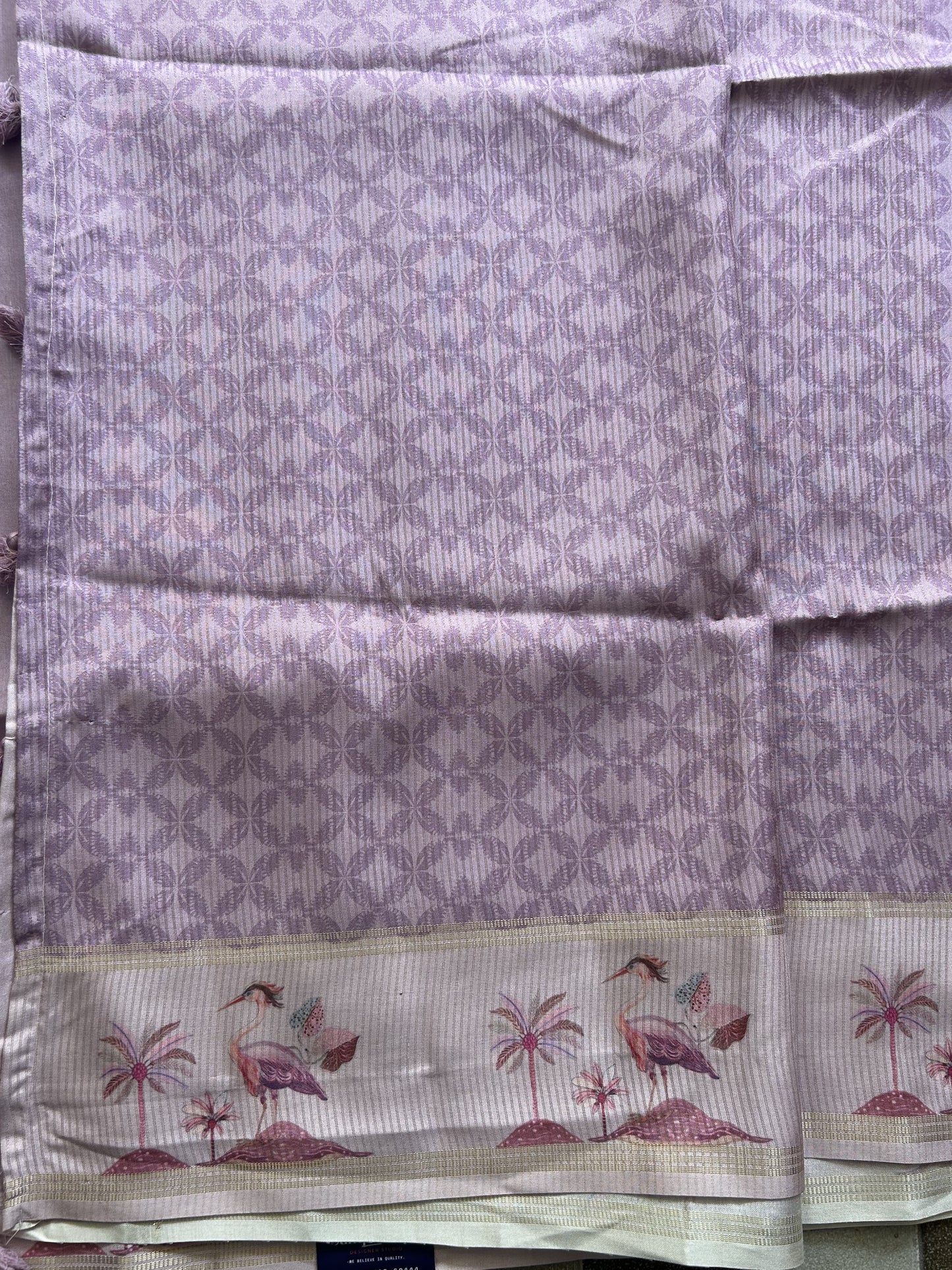 Semi Tussar Silk Saree -  Light Pink with Gold Zari Border - Elegant Fancy Saree for Party & Office Wear.