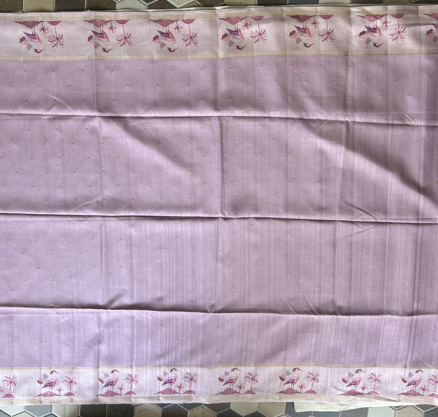 Semi Tussar Silk Saree -  Light Pink with Gold Zari Border - Elegant Fancy Saree for Party & Office Wear.