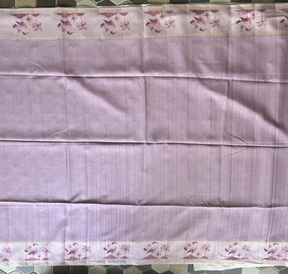 Semi Tussar Silk Saree -  Light Pink with Gold Zari Border - Elegant Fancy Saree for Party & Office Wear.