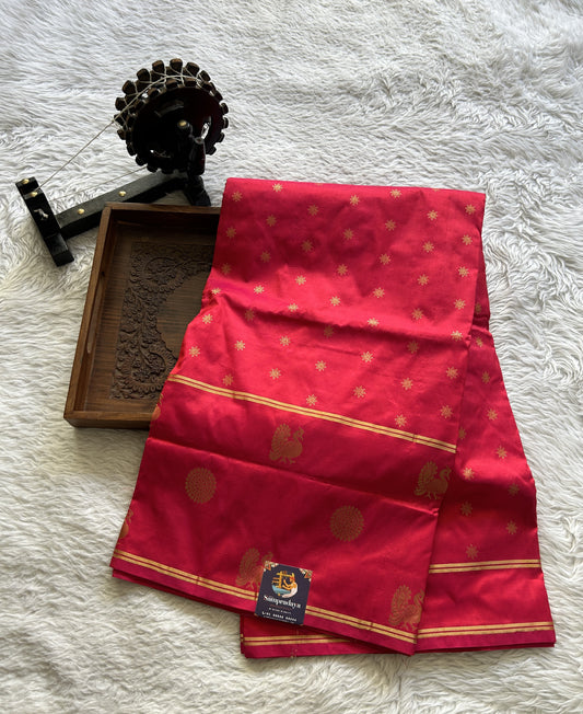 Narayanpet Silk Saree Pink Colored Complemented with a Buti Border. - Sampradaya Designer Studio