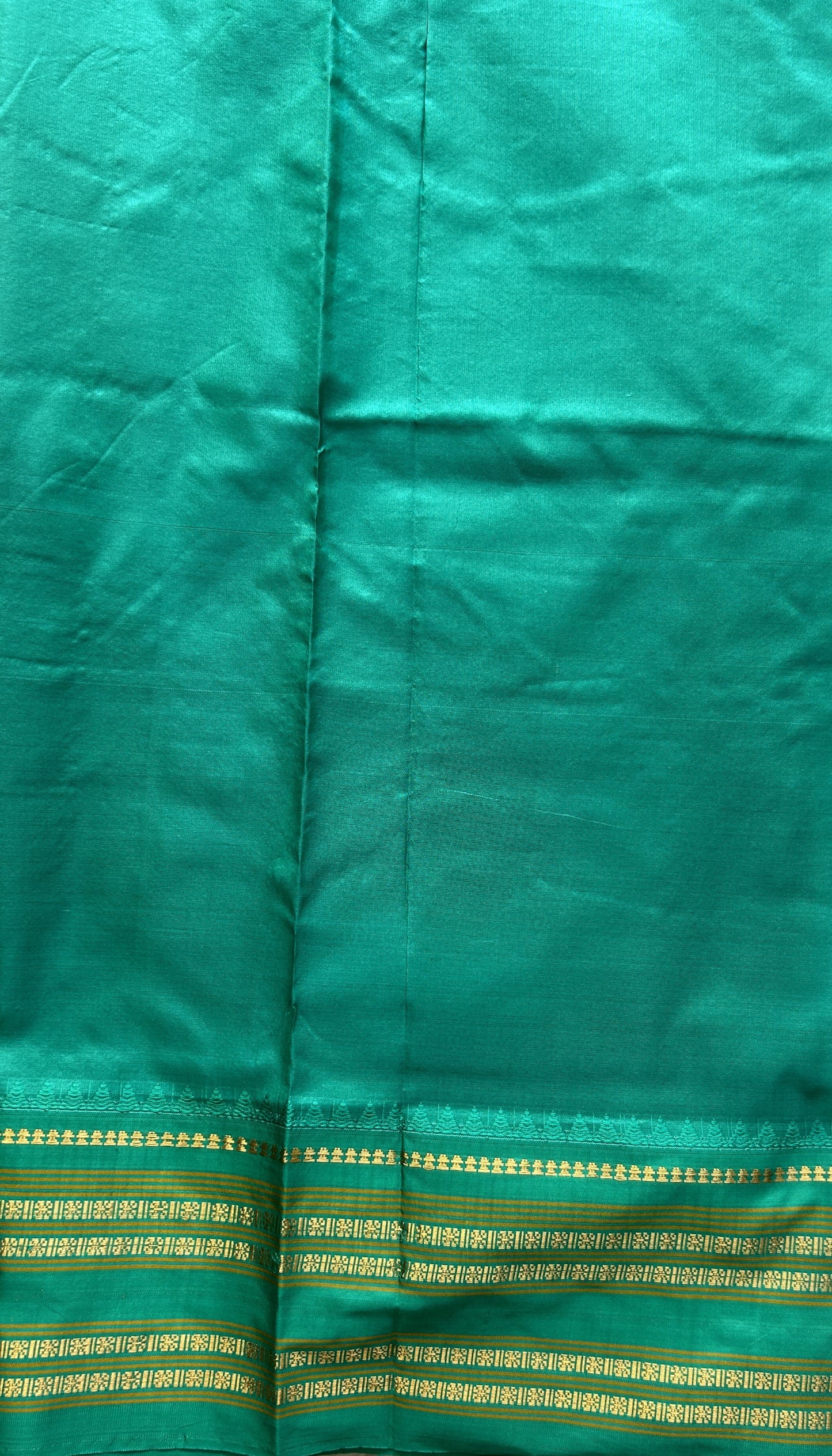 Narayanpet Silk Checks Saree Orange Colored Complemented with a Rama Green Zari Border. - Sampradaya Designer Studio
