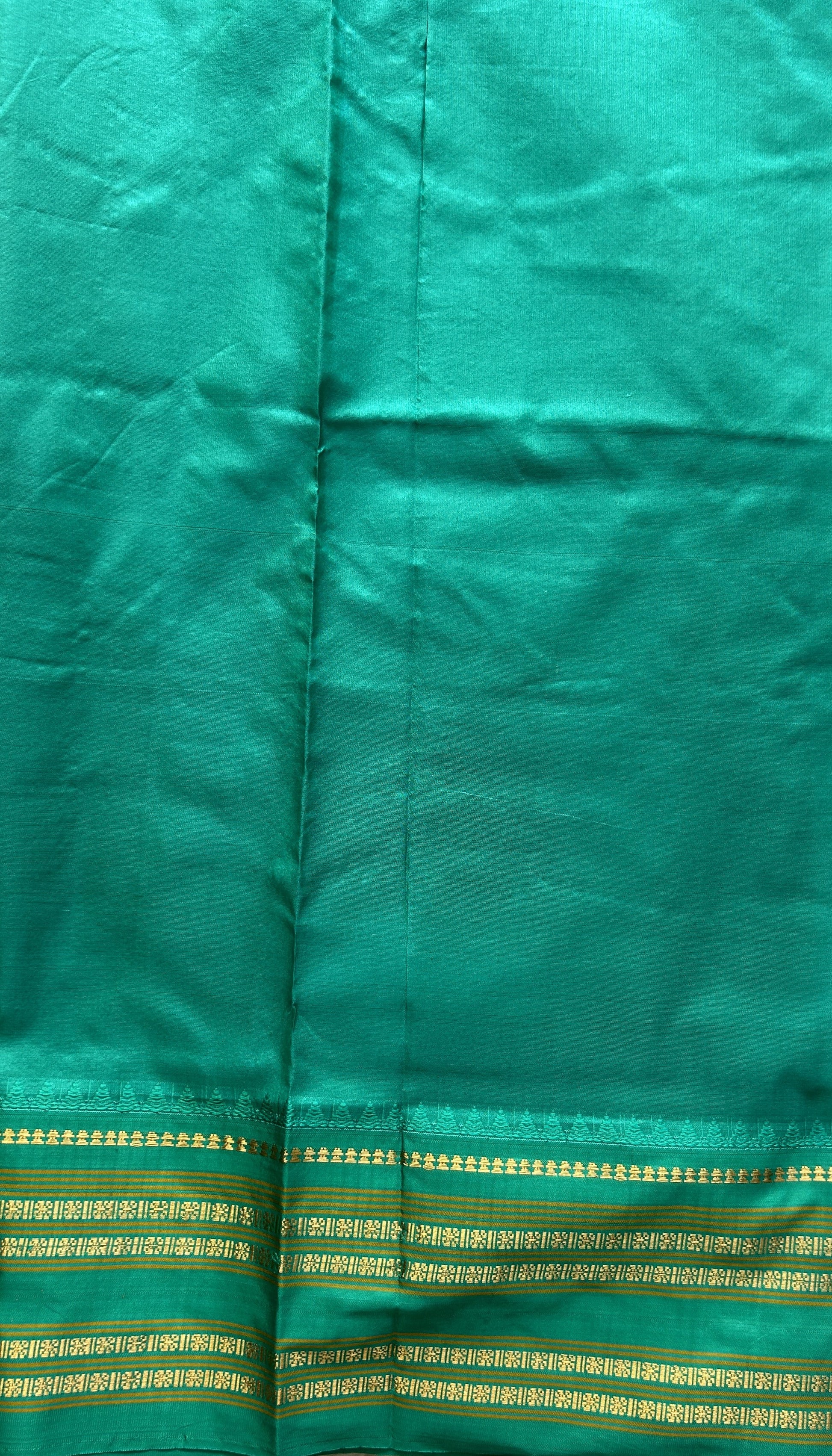 Narayanpet Silk Checks Saree Orange Colored Complemented with a Rama Green Zari Border. - Sampradaya Designer Studio