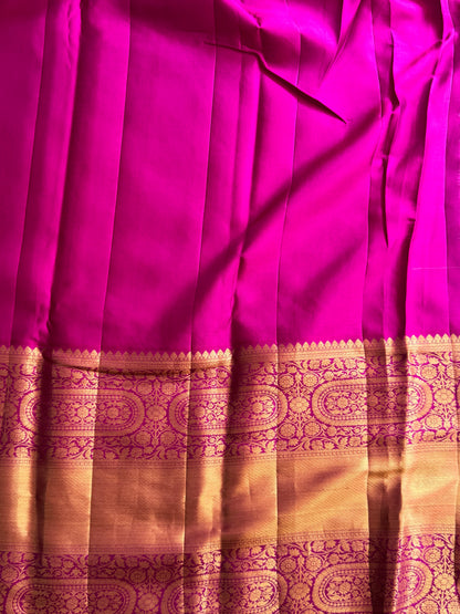 Blue Kanjivaram Silk Saree | Weaving Border With Geometric Pattern & Parrot Butta | Handloom | Silk Mark Certified