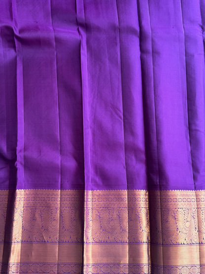 Pure Kanjivaram Silk Saree | Lavender With Gold Zari Border | Handloom | Silk Mark Certified