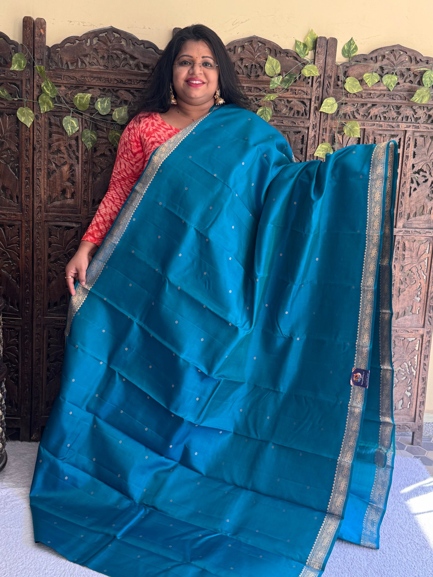Pure Kanjivaram Silk Saree | Blue With Gold Zari Border | Handloom | Silk Mark Certified