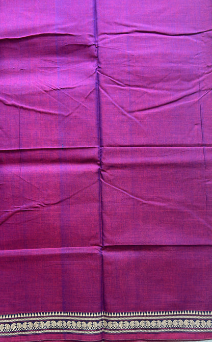 Narayanpet Cotton Saree Dark Purple Colored Complemented with a Thread Border. - Sampradaya Designer Studio