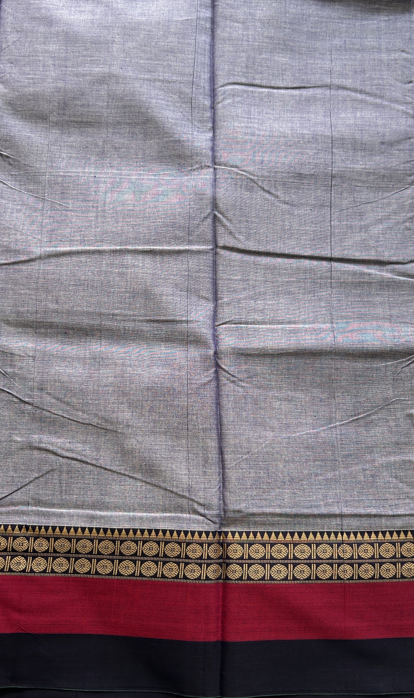 Narayanpet Cotton Saree Dark Lavender Colored Complemented with a Gap Border. - Sampradaya Designer Studio