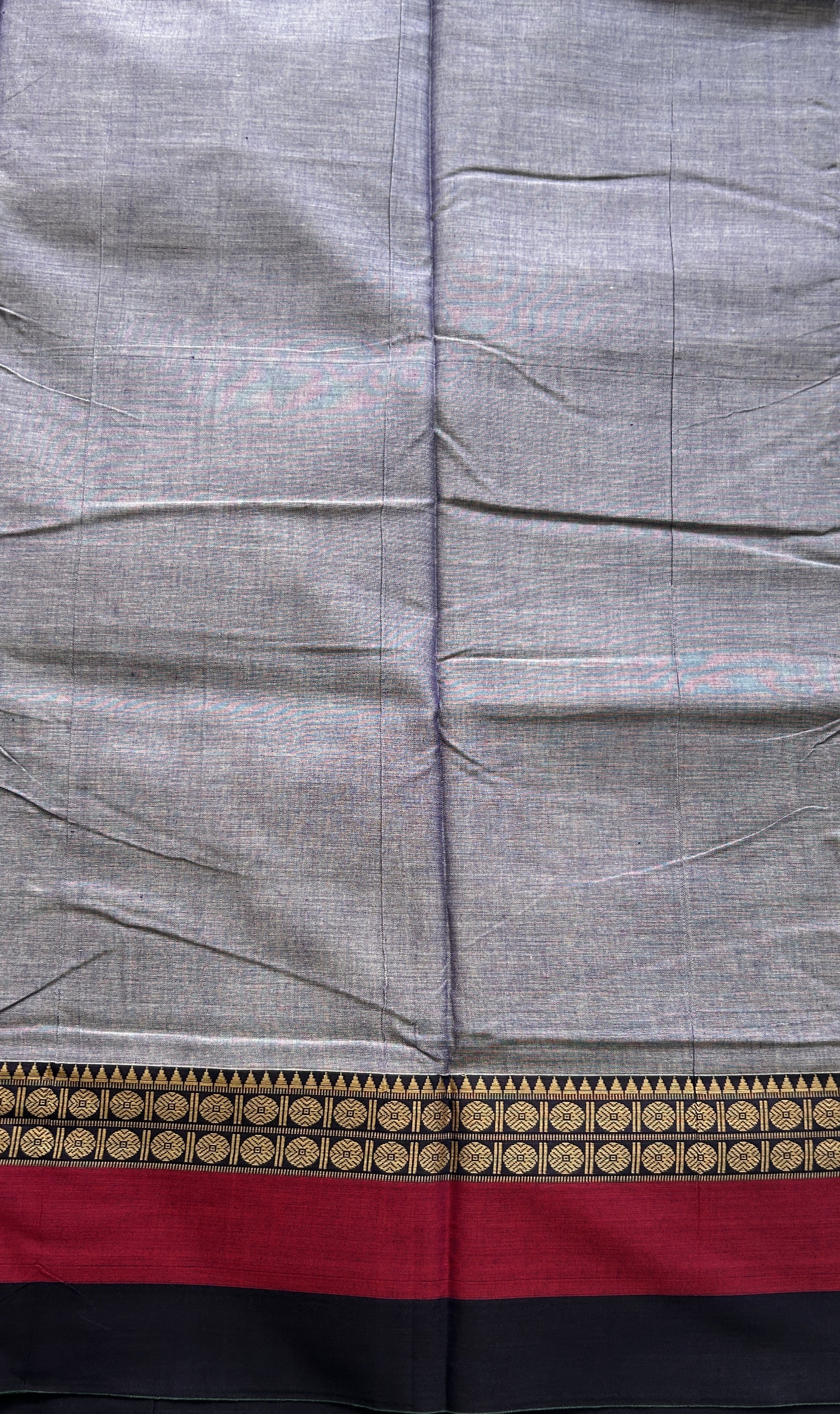 Narayanpet Cotton Saree Dark Lavender Colored Complemented with a Gap Border. - Sampradaya Designer Studio