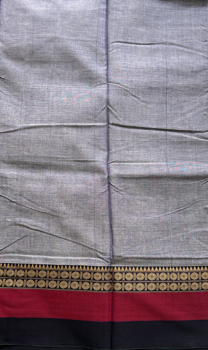 Narayanpet Cotton Saree Dark Lavender Colored Complemented with a Gap Border. - Sampradaya Designer Studio