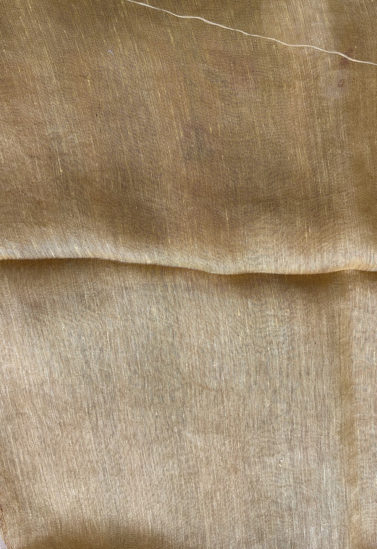 Yellow Pure Tissue Linen Jamdani Saree with Gold Zari Border | Pure Handloom