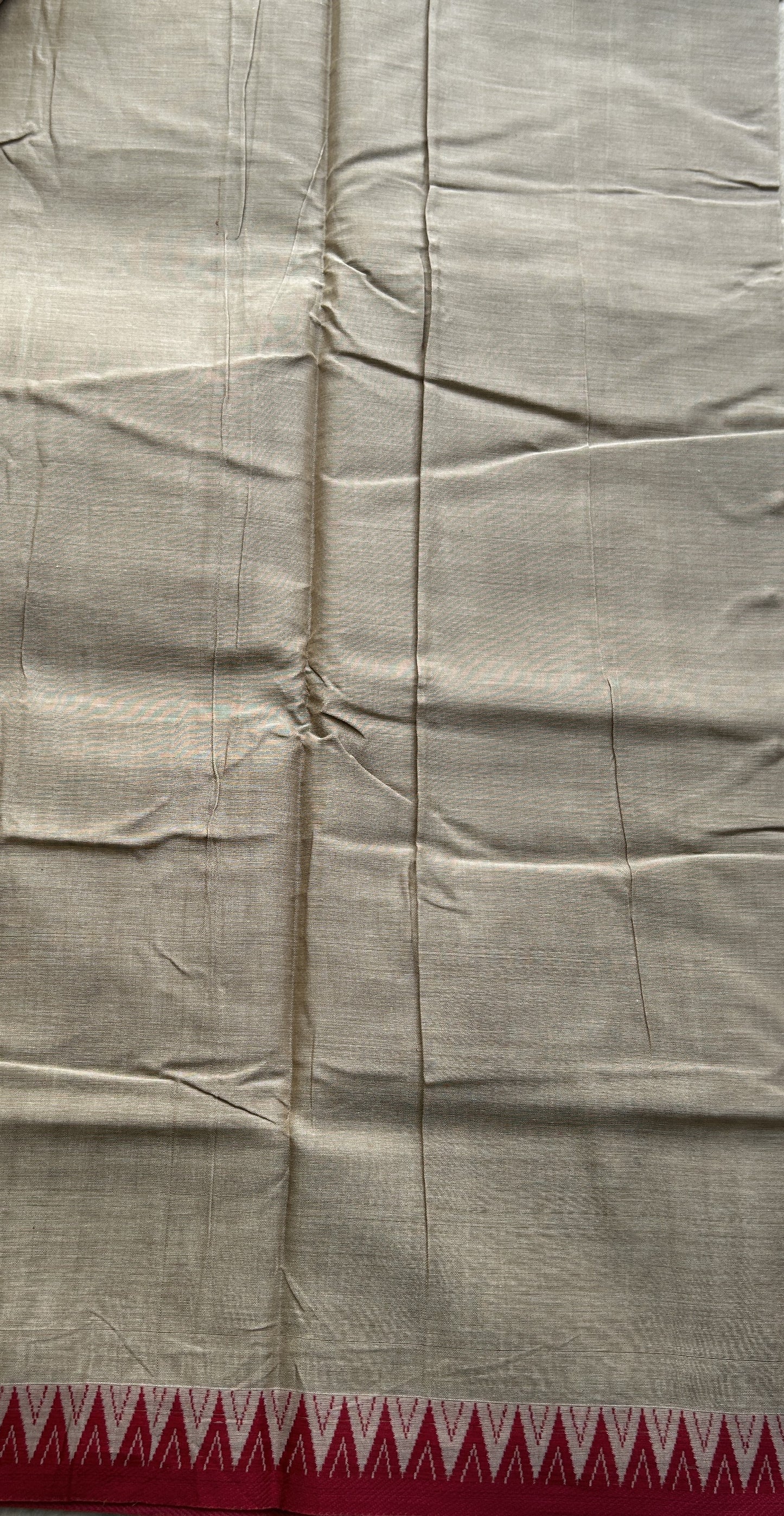 Narayanpet Cotton Saree Beige Colored Complemented with a Thread Border. - Sampradaya Designer Studio