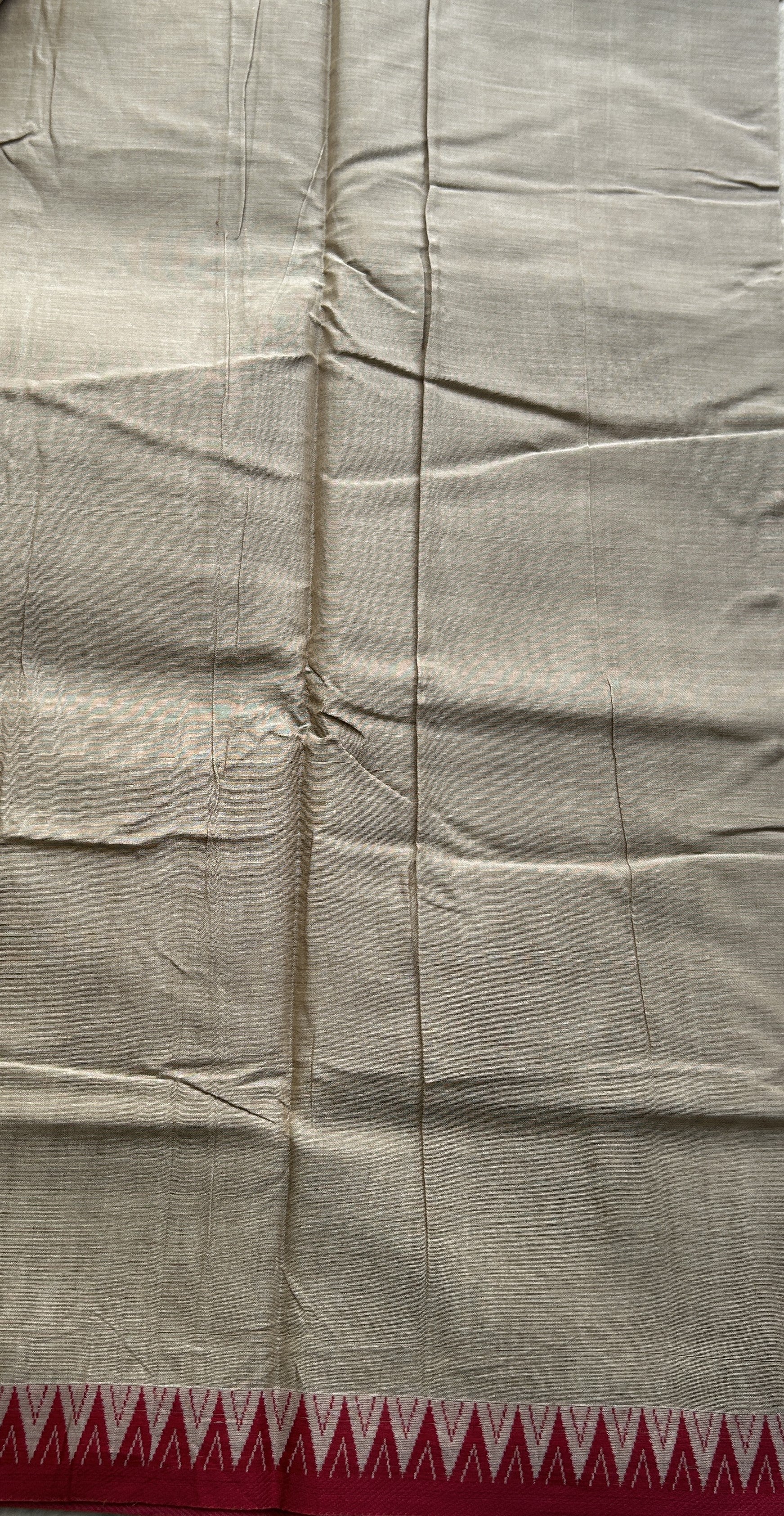 Narayanpet Cotton Saree Beige Colored Complemented with a Thread Border. - Sampradaya Designer Studio