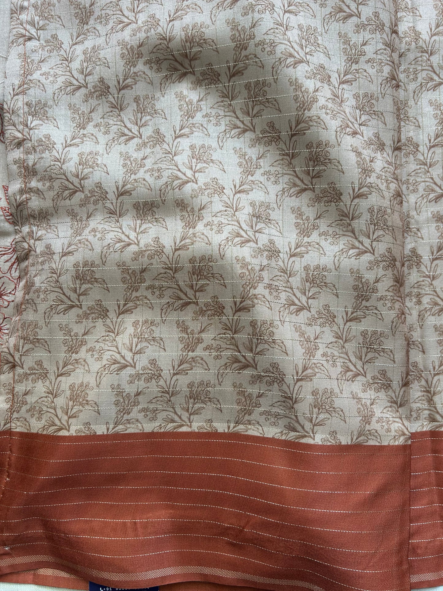 Semi Tussar Silk Saree - Beige color with Gold Zari Border - Elegant Fancy Saree for Party & Office Wear.