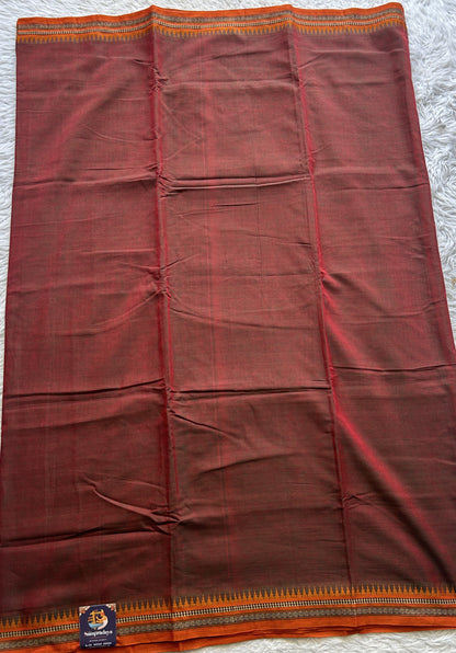 Narayanpet Cotton Saree Ginger Colored Complemented with a Thread Border. - Sampradaya Designer Studio