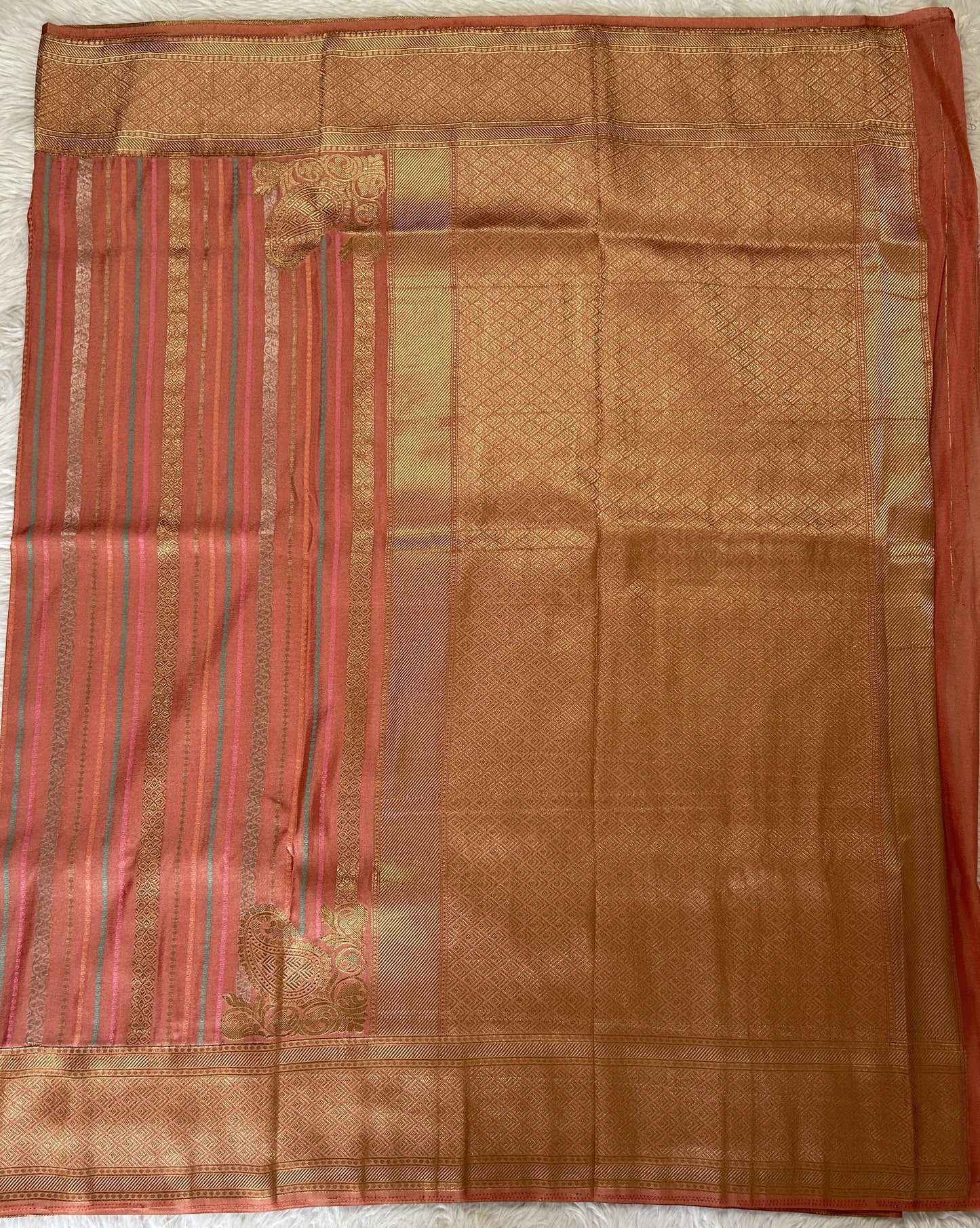 Banarasi Fancy Saree Pink Colored Complemented with a Zari Border. - Sampradaya Designer Studio