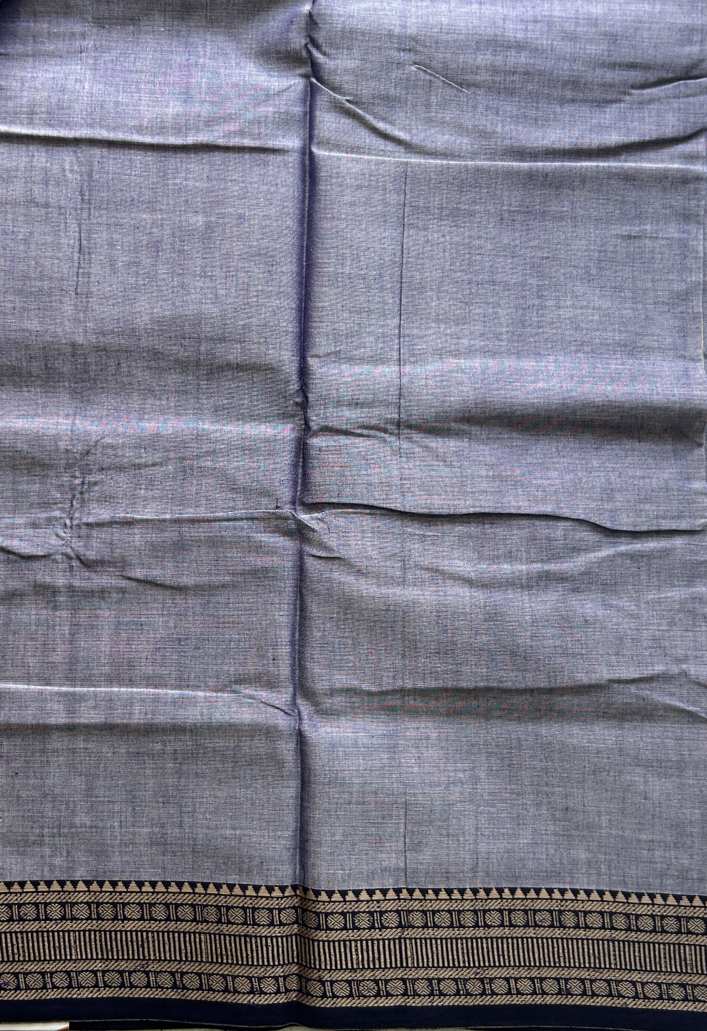 Narayanpet Cotton Saree Dark Lilac Colored Complemented with a Thread Border. - Sampradaya Designer Studio