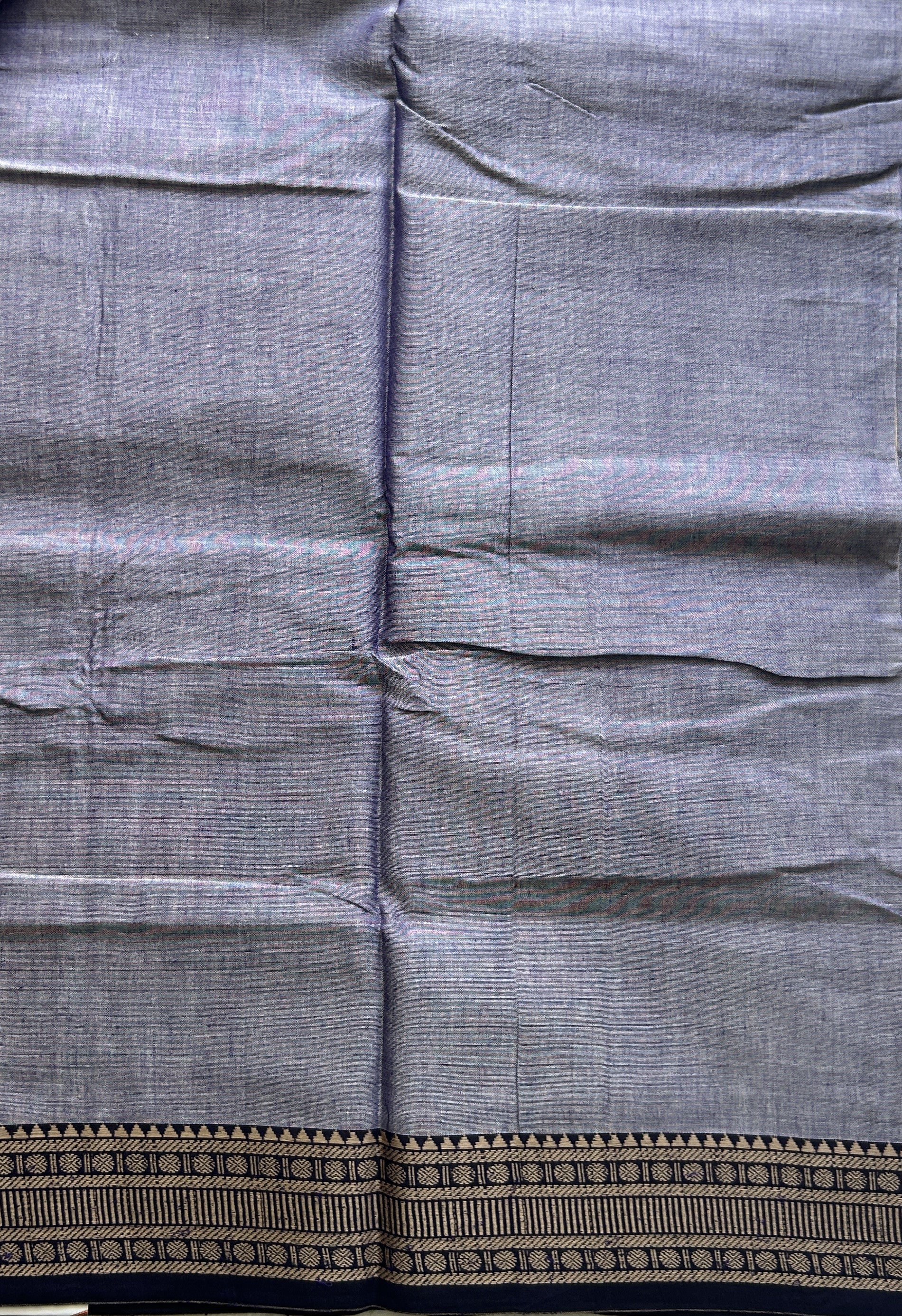 Narayanpet Cotton Saree Dark Lilac Colored Complemented with a Thread Border. - Sampradaya Designer Studio