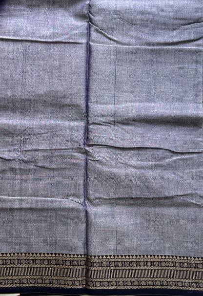 Narayanpet Cotton Saree Dark Lilac Colored Complemented with a Thread Border. - Sampradaya Designer Studio