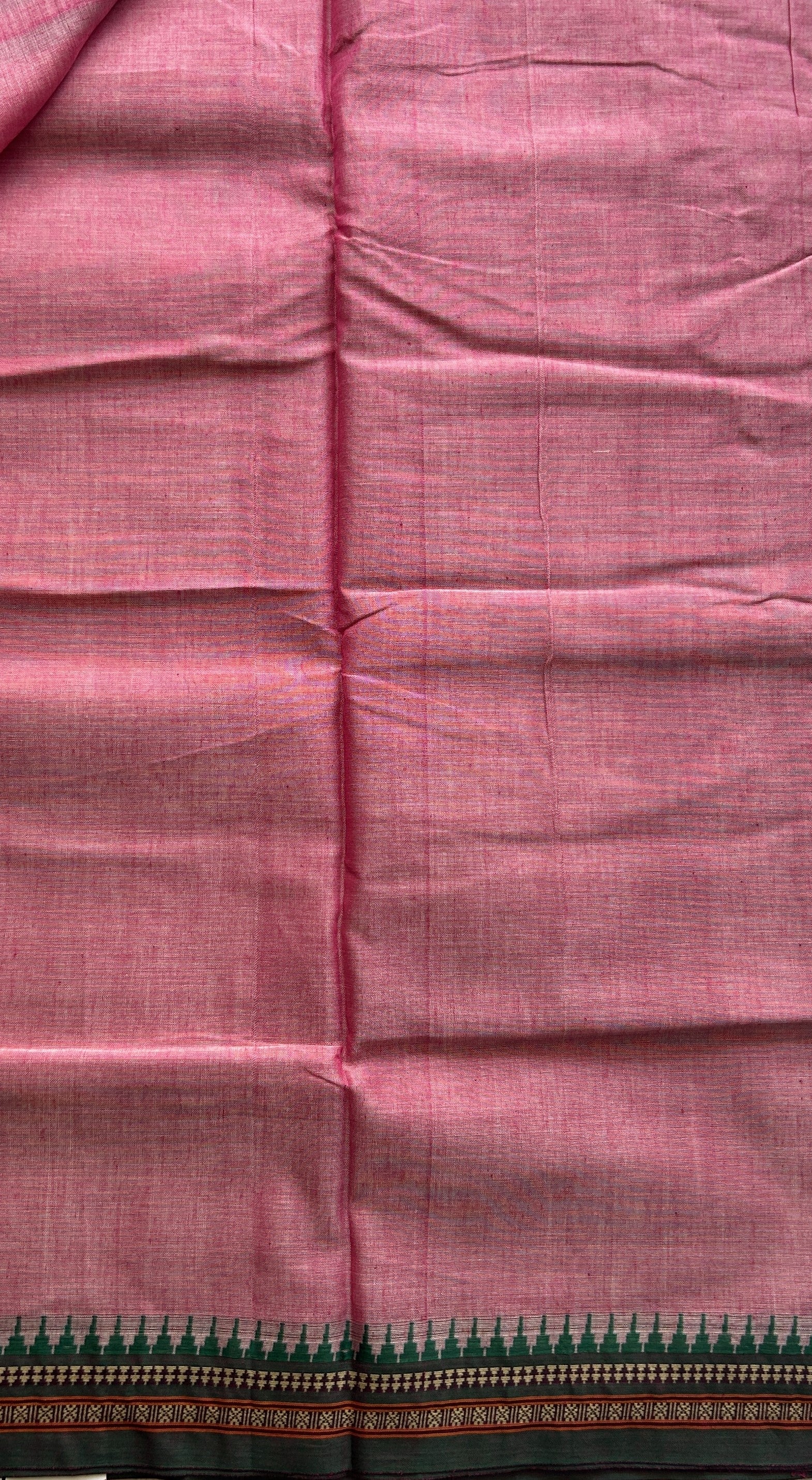 Narayanpet Cotton Saree Pink Colored Complemented with a Thread Border. - Sampradaya Designer Studio