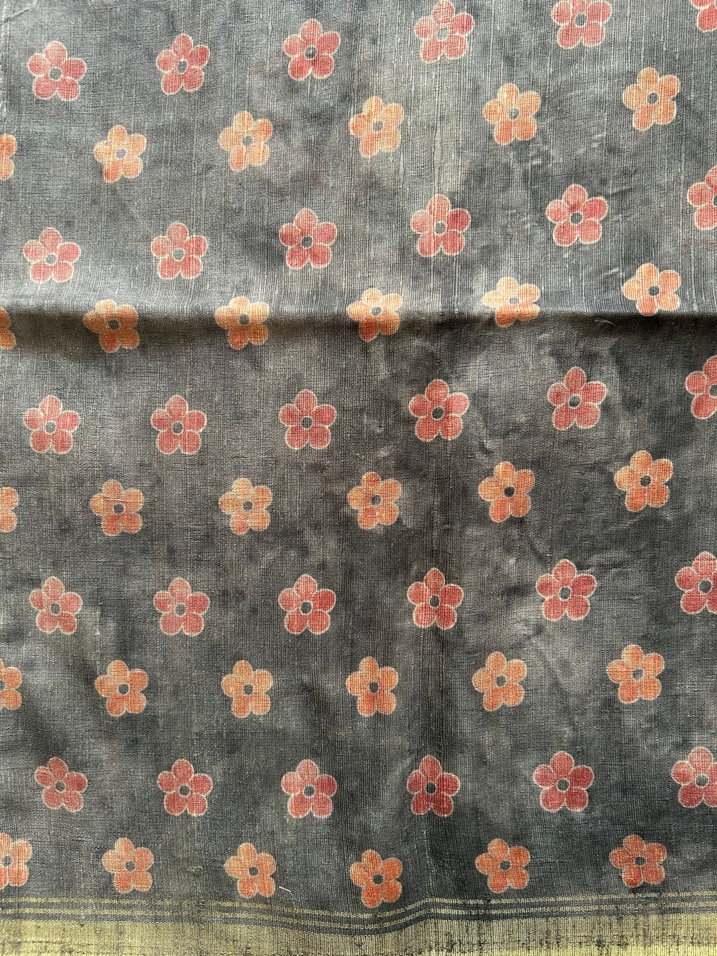 Semi Tussar Silk Saree - Gray color with Gold Zari Border - Elegant Fancy Saree for Party & Office Wear.