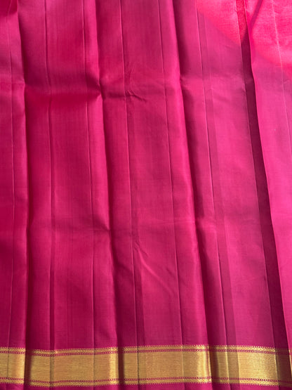 Pure Kanjivaram Silk Saree | Maroon With Gold Zari Border | Handloom | Silk Mark Certified