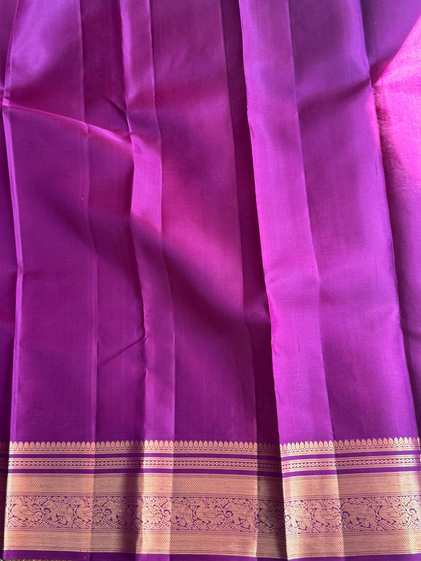 Purple Pure Kanjivaram Silk Saree | Weaving Border With All-Over Floral Butta | Handloom | Silk Mark Certified