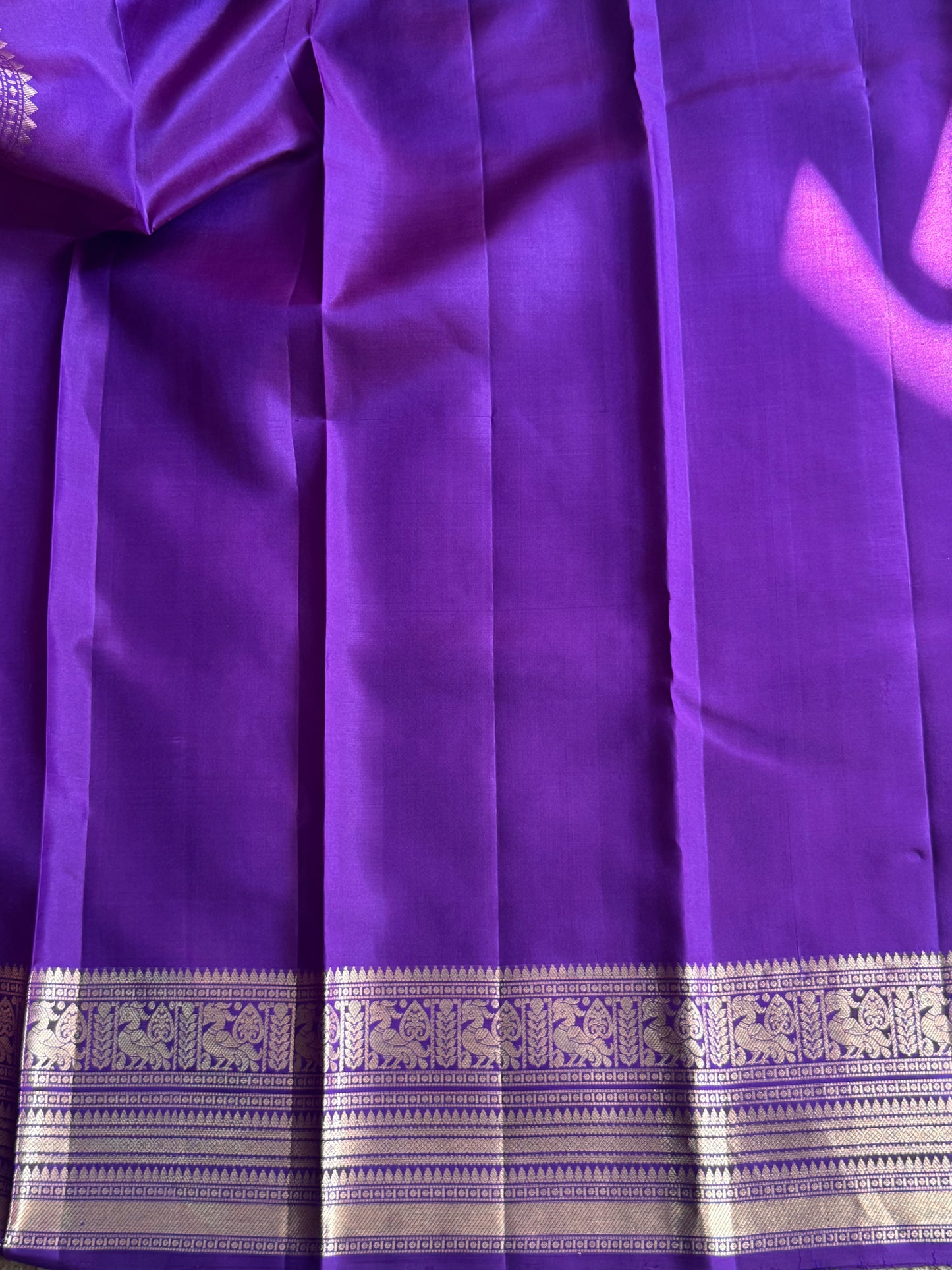 Purple Pure Kanjivaram Silk Saree | Weaving Border With All - Over Floral Butta | Handloom | Silk Mark Certified
