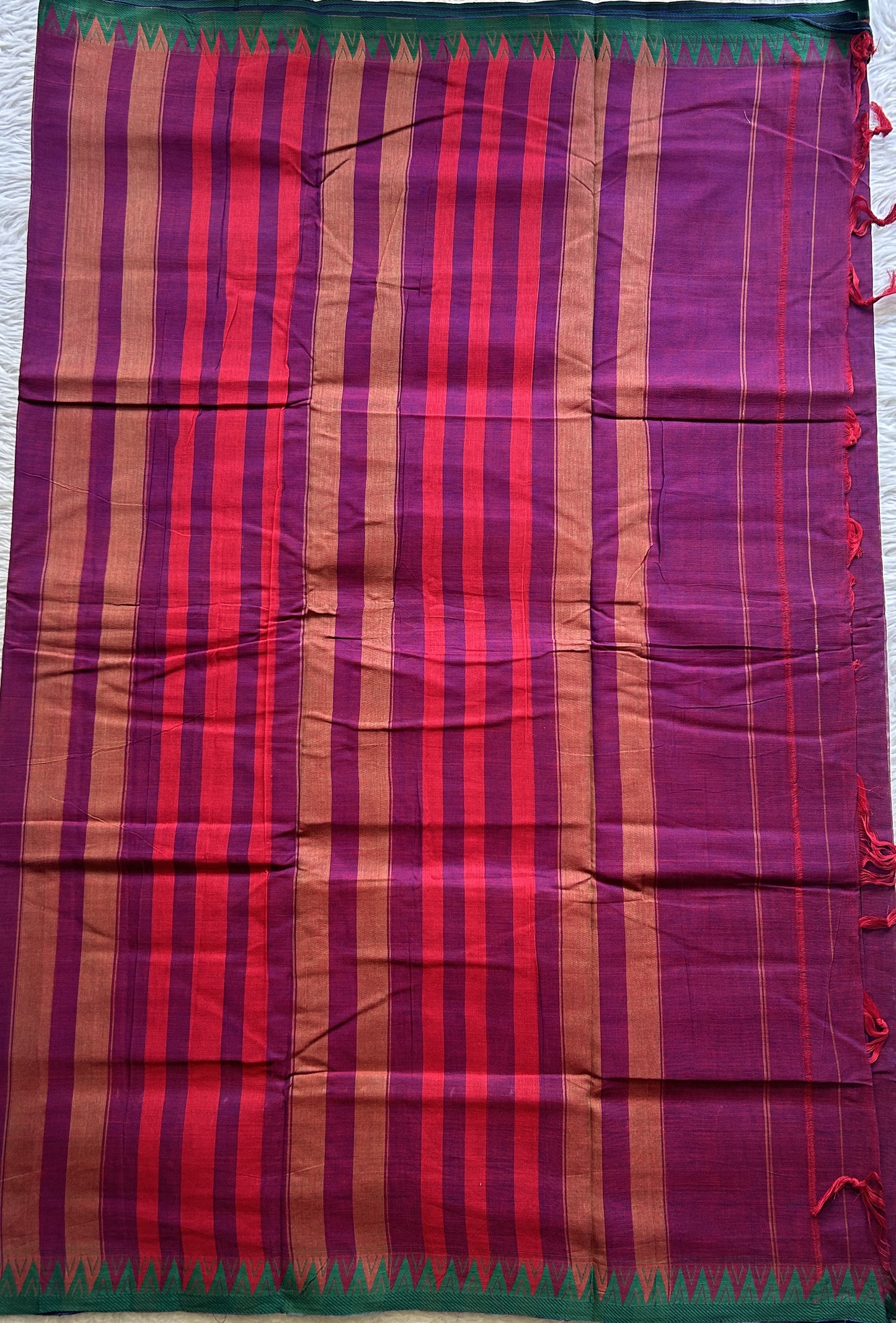 Narayanpet Cotton Saree Cobalt Purple Colored Complemented with a Thread Border. - Sampradaya Designer Studio