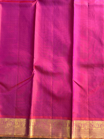 Purple Pure Kanjivaram Silk Saree |  Weaving Border With All-Over Floral Butta | Handloom | Silk Mark Certified