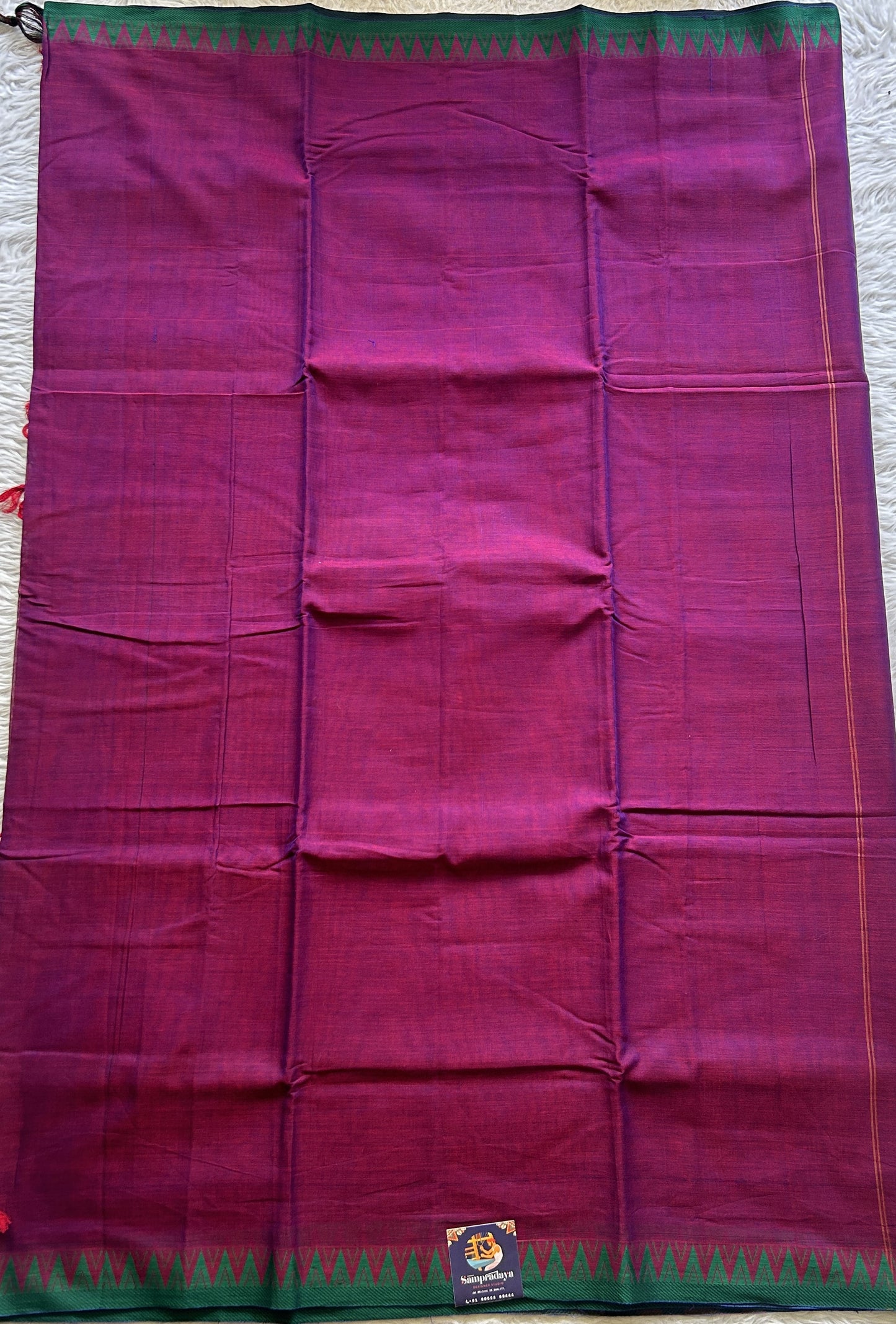 Narayanpet Cotton Saree Cobalt Purple Colored Complemented with a Thread Border. - Sampradaya Designer Studio