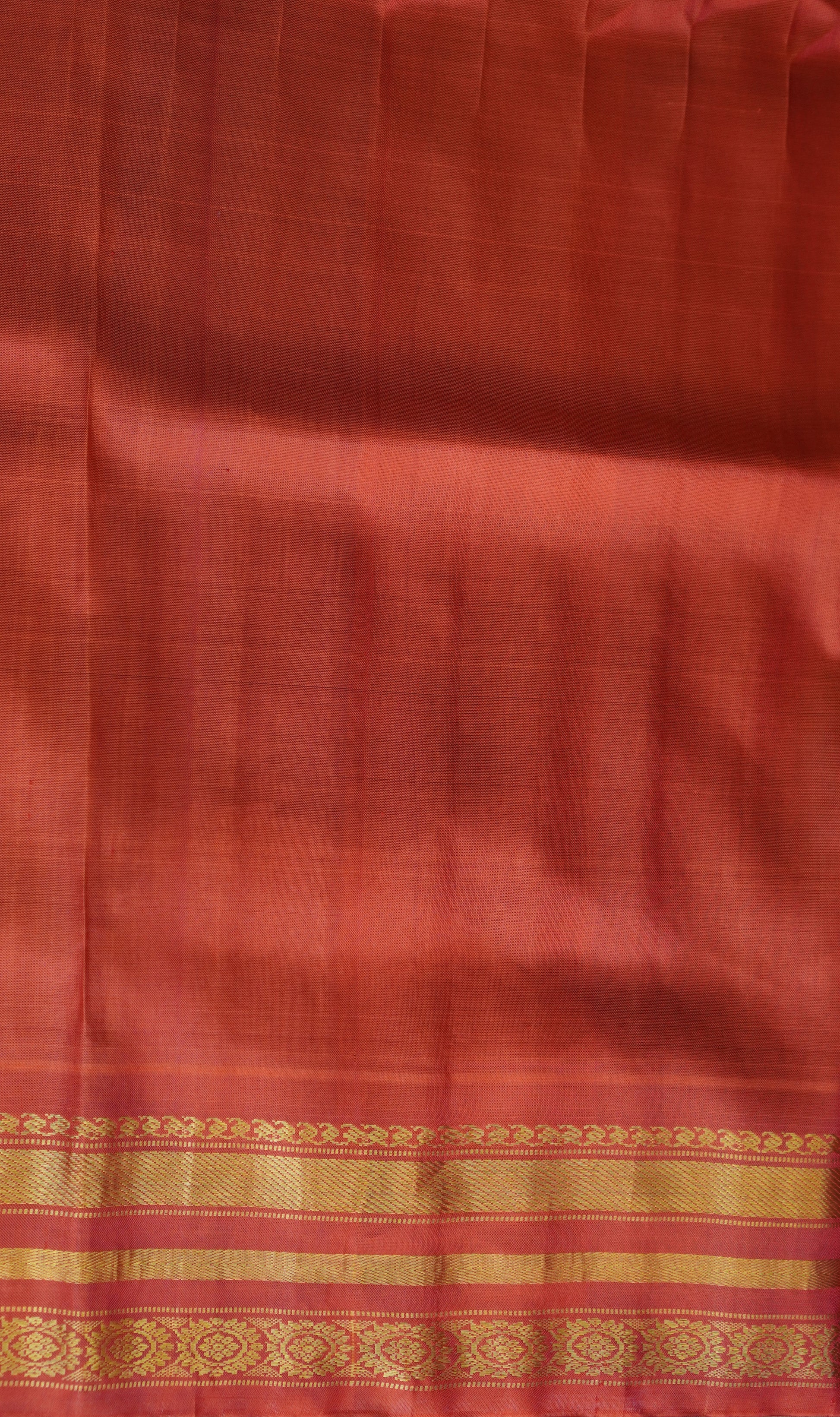 Gadwal Silk Saree Dark Yellow Colored Complemented With a Red Color Zari Border - Sampradaya Designer Studio