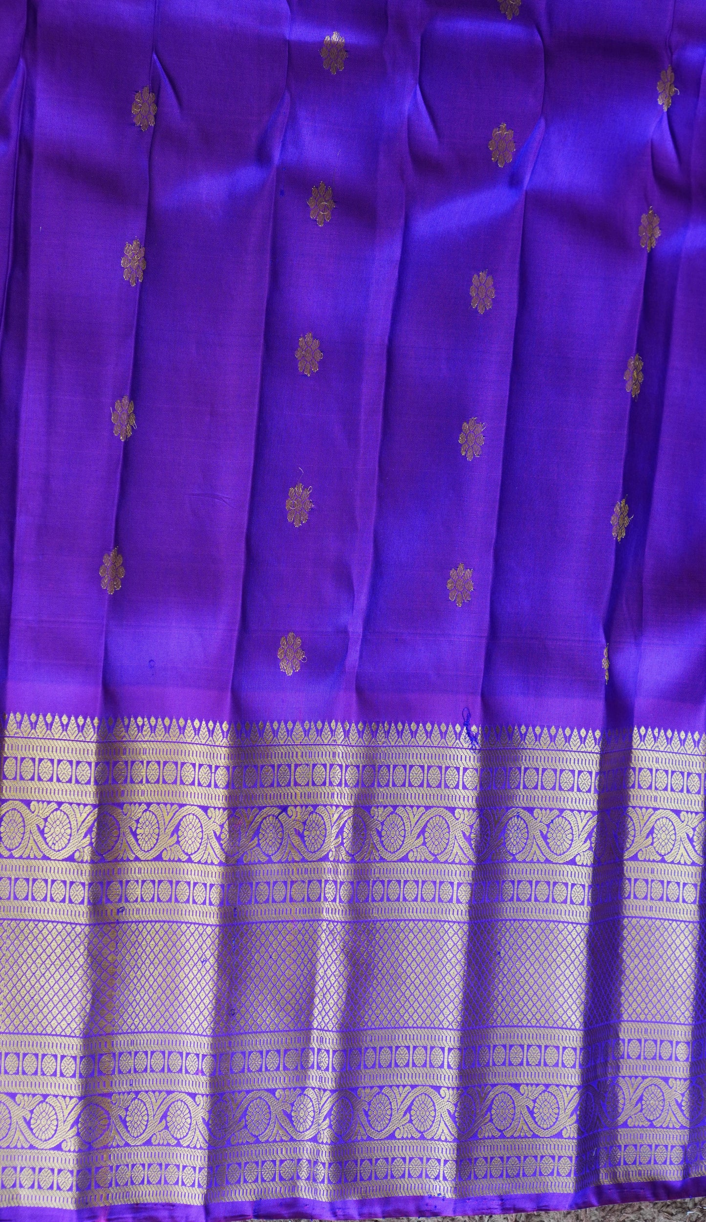 Gadwal Silk Saree Ink Blue Colored Complemented With a Zari Border - Sampradaya Designer Studio