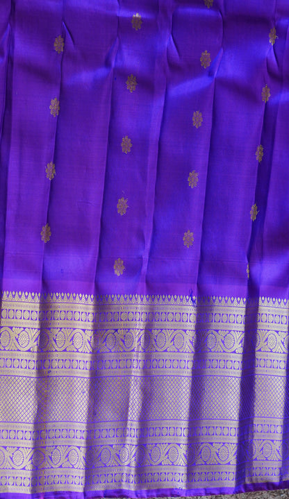 Gadwal Silk Saree Ink Blue Colored Complemented With a Zari Border - Sampradaya Designer Studio