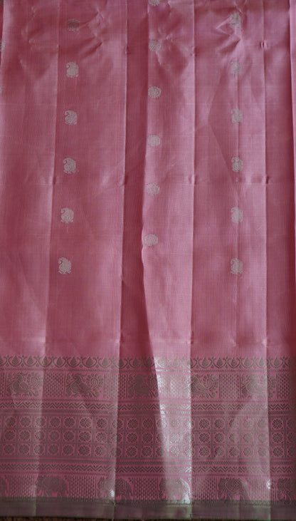 Gadwal Silk Saree Bottle Green Colored Complemented With a Zari Border - Sampradaya Designer Studio