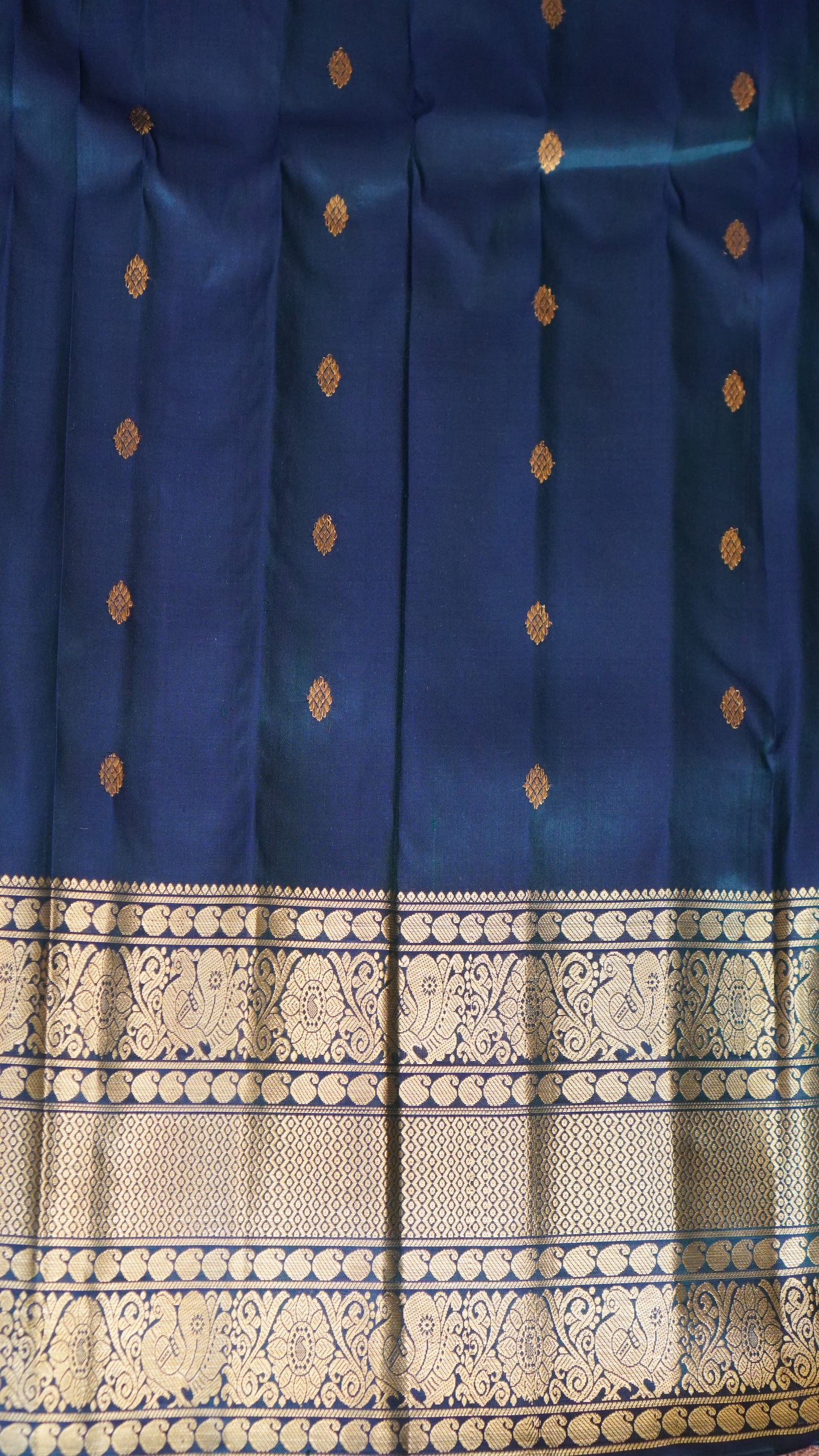 Gadwal Silk Saree Elephant Gray Colored Complemented With a Zari Border - Sampradaya Designer Studio