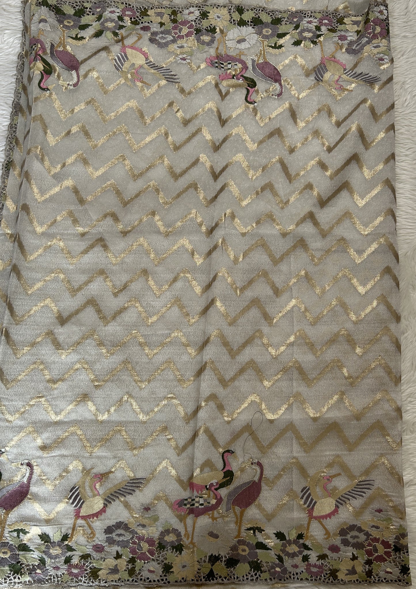 Tissue Georgette Designer Saree Sea Blue colored complemented with a Cutwork border. - Sampradaya Designer Studio