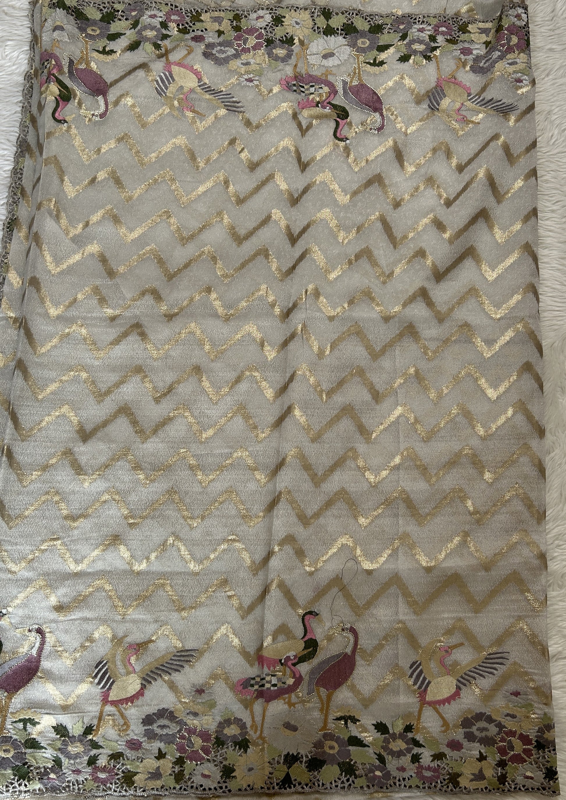 Tissue Georgette Designer Saree Sea Blue colored complemented with a Cutwork border. - Sampradaya Designer Studio